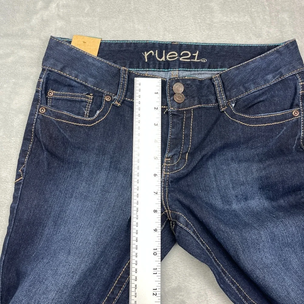 NWT rue21 Jeans Womens 5/6 (31x30) Blue Denim‎ Double Stitch Mid Rise Skinny Leg